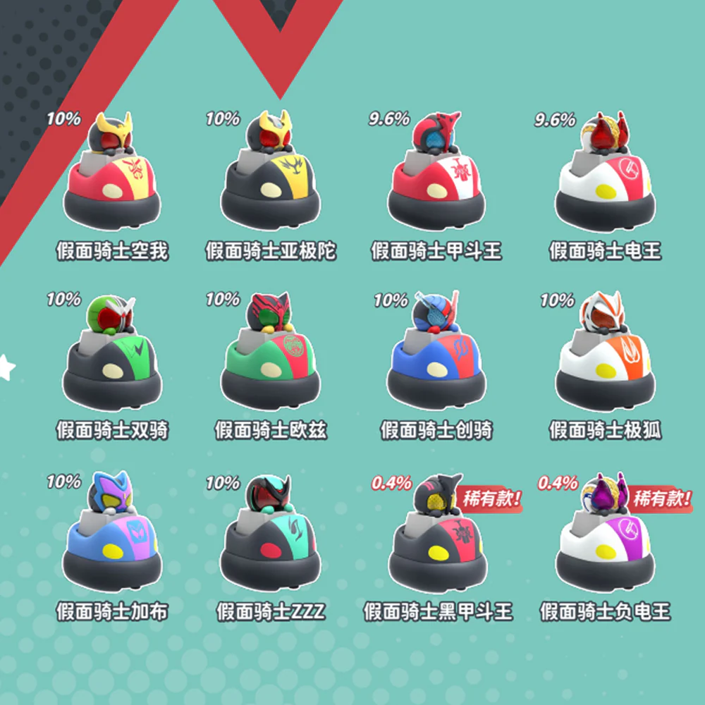 Kamen Riders Bumper Car Key Caps Set (10in1) - Image 2